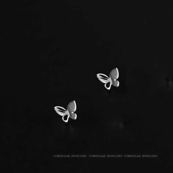 Bundle – 2 pairs of Silver Butterfly Earrings Studs Minimal Earrings for Her - Picture 4 of 7
